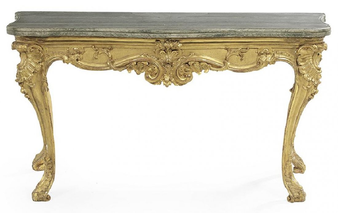 Large Giltwood and Marble-Top Side Table (1 of 2)