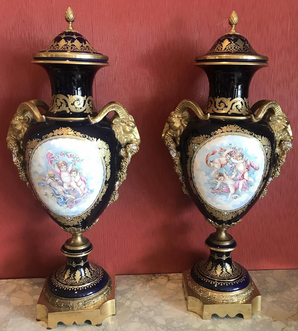 Pair Of French Sevres Style Vases. (1 of 10)