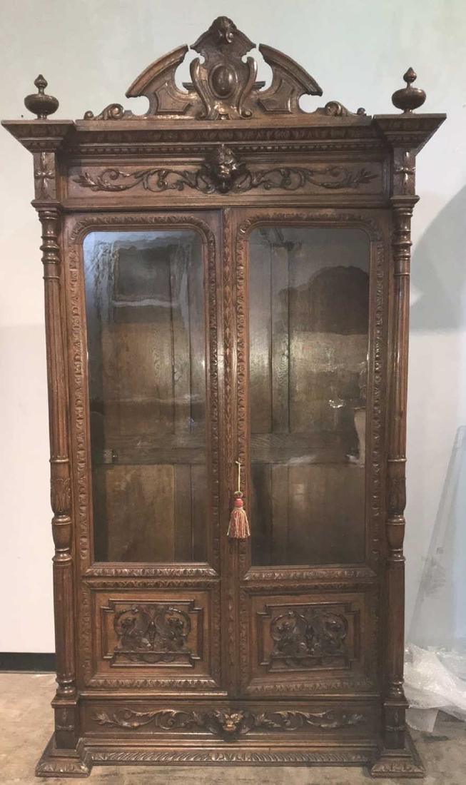 Large Glass Front French oak Bookcase (1 of 11)