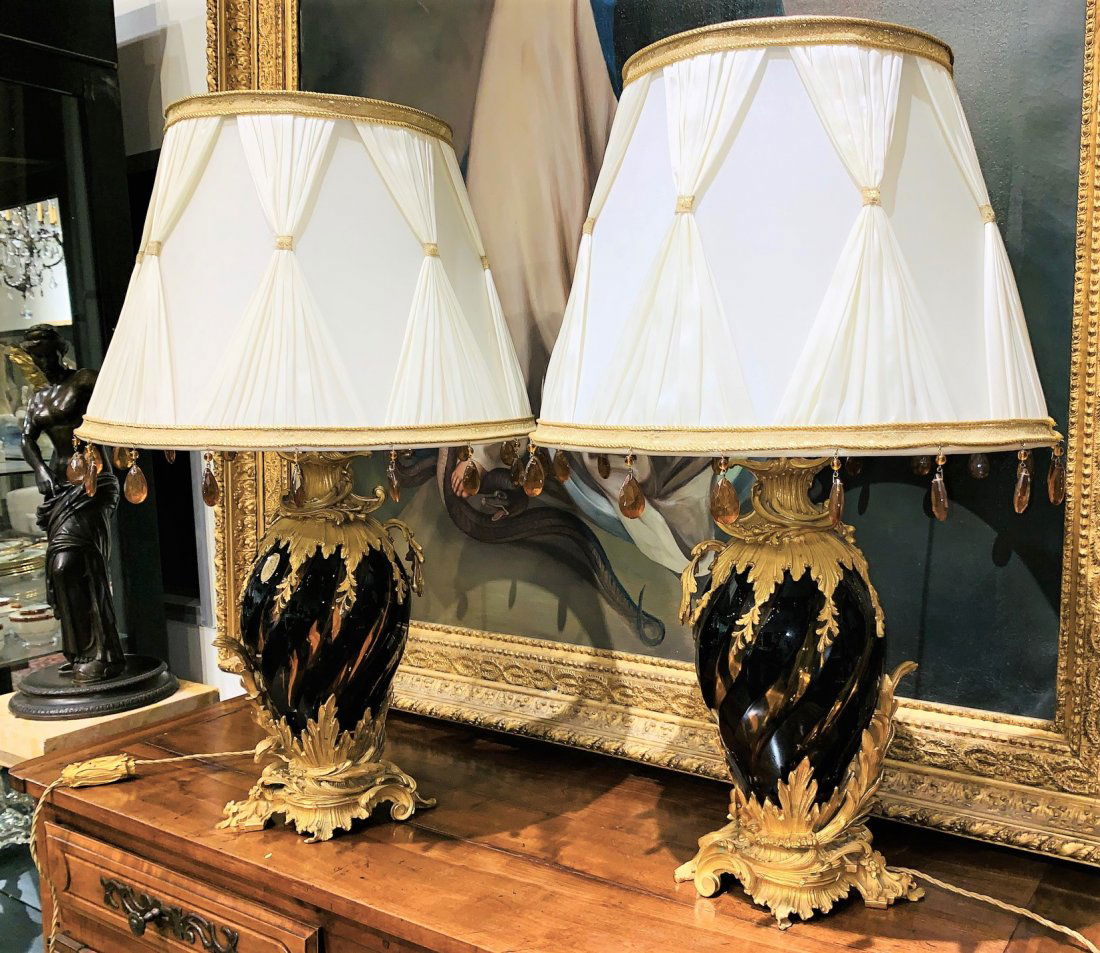 Pair Of Italian Crystal Lamps By Baldi