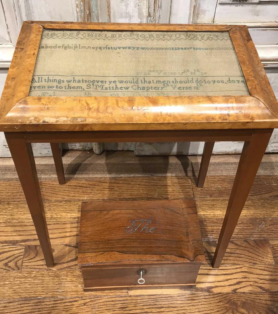 Sampler Stool And Tea Caddy. (1 of 5)
