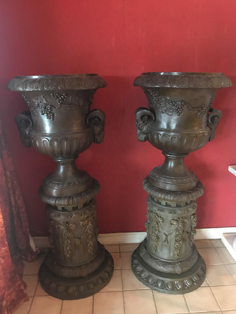 Pair Of Bronze Classical Garden Urns. (1 of 3)