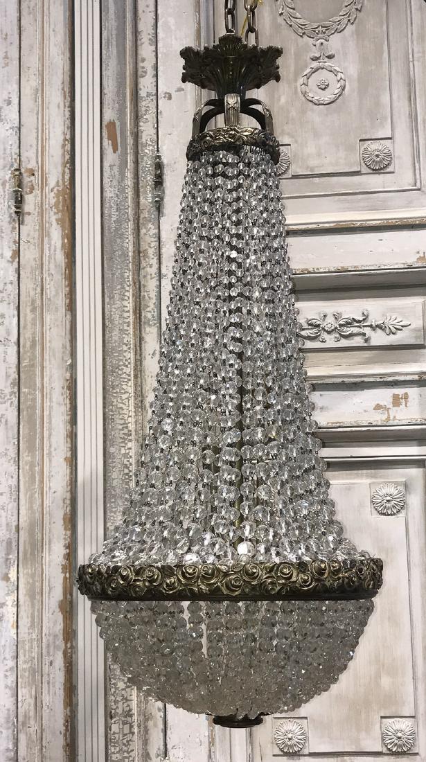 French Bronze And Crystal Basket Chandelier (1 of 4)