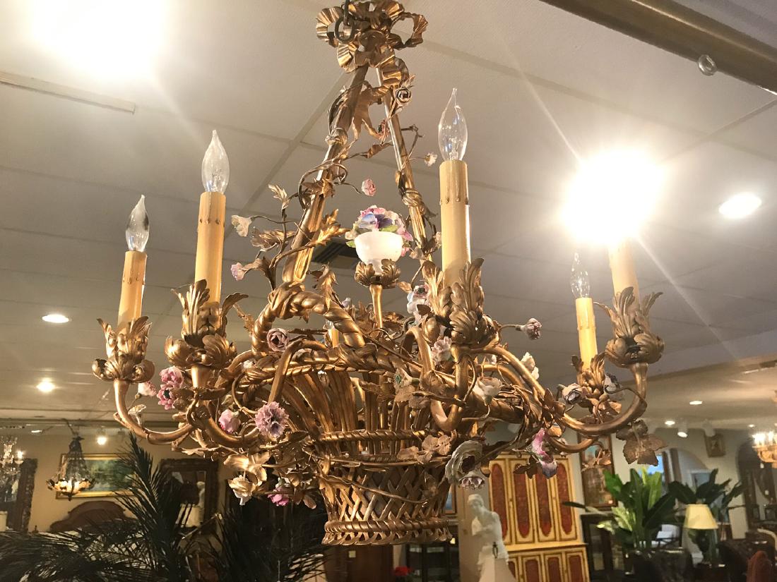 French Bronze & Porcelain Chandelier. (1 of 9)