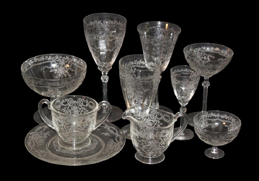 Large Set Of Rose Point Etched Glassware (1 of 9)