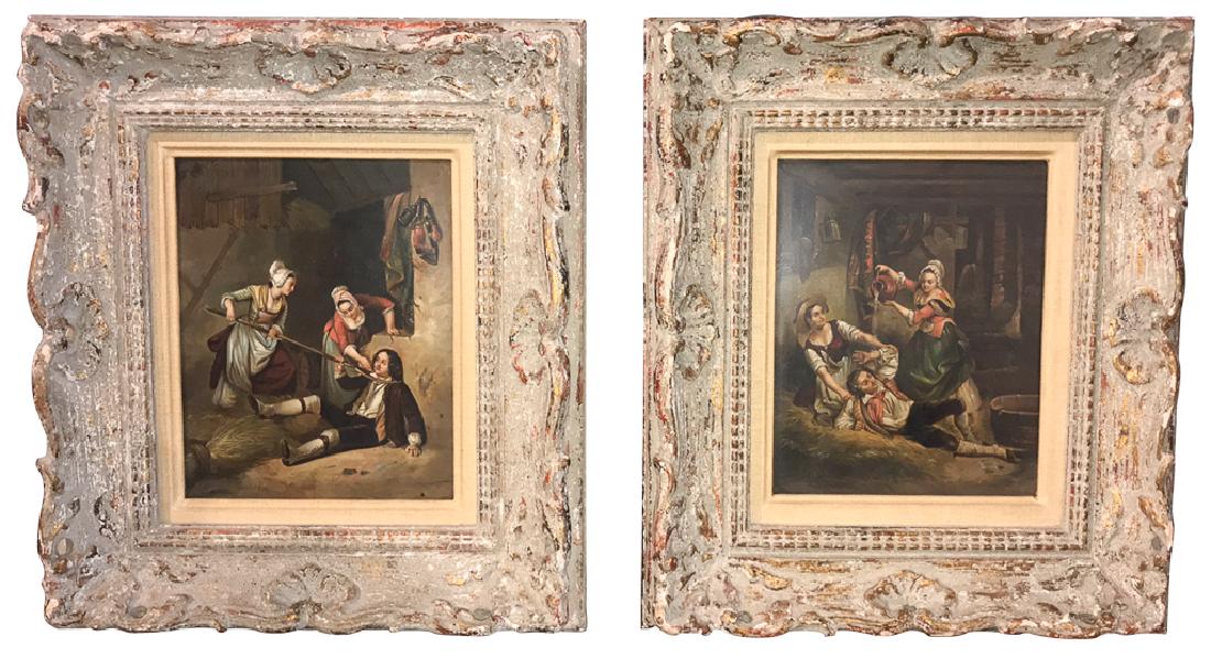 Pair Of Flemish Interior Scene Paintings On (1 of 5)