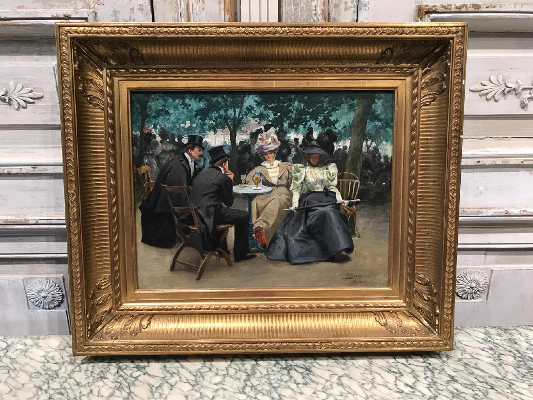 Parisian Street Scene Oil On Panel by Ribera (1 of 3)