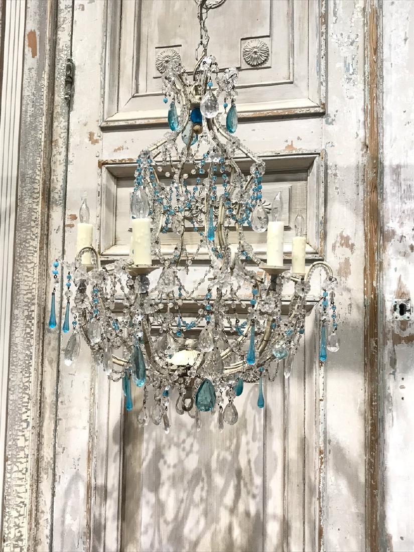 Italian Beaded Chandelier W/blue Accents (1 of 4)