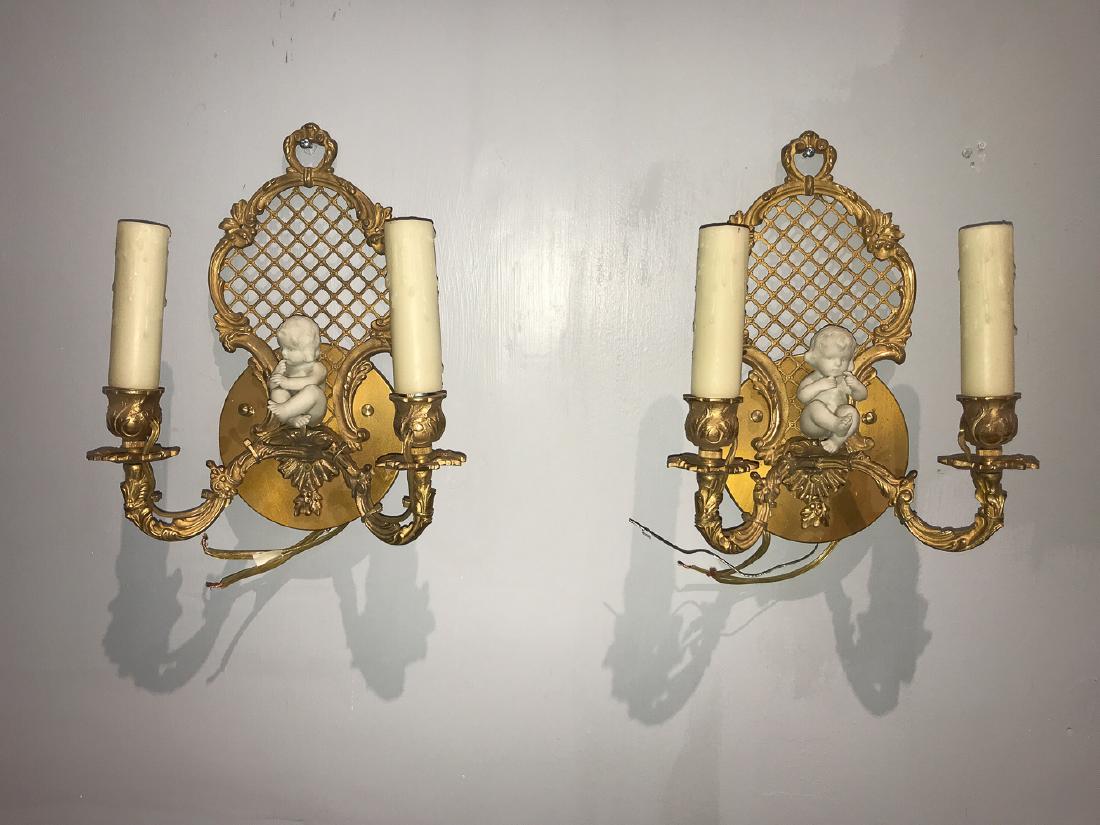 Pair Of French Gilt Bronze Sconce With Putti (1 of 3)