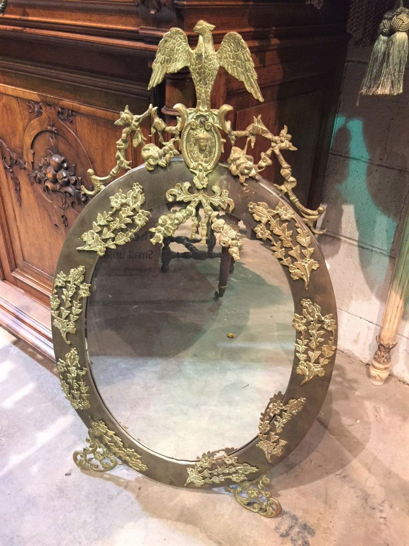 French Napoleon Iii Brass Mirror. (1 of 2)
