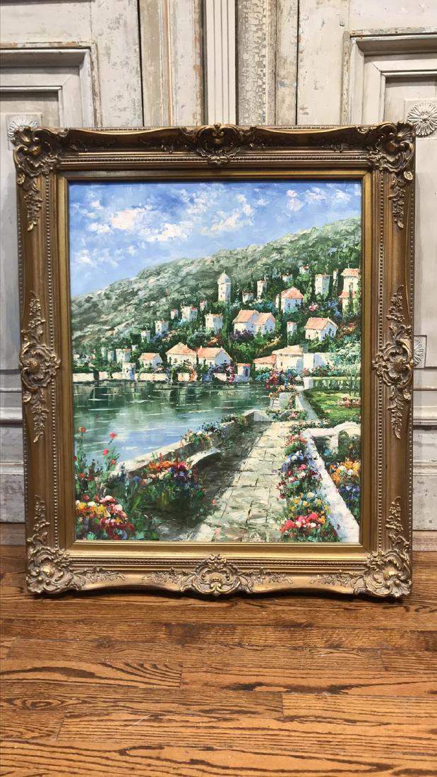 Decorative Oil On Canvas Seaside Village (1 of 4)