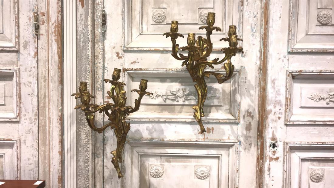 Pair Gilt Bronze Sconces. (1 of 8)