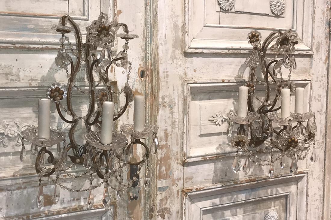 Pr French 19th C. Bronze & Crystal Sconce (1 of 6)