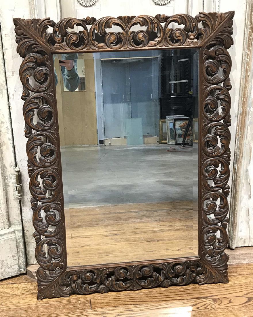 Antique French Carved Walnut Mirror (1 of 3)