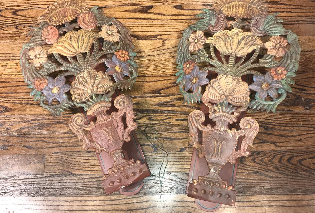 Pair Decorative Metal Floral Sconce (1 of 4)