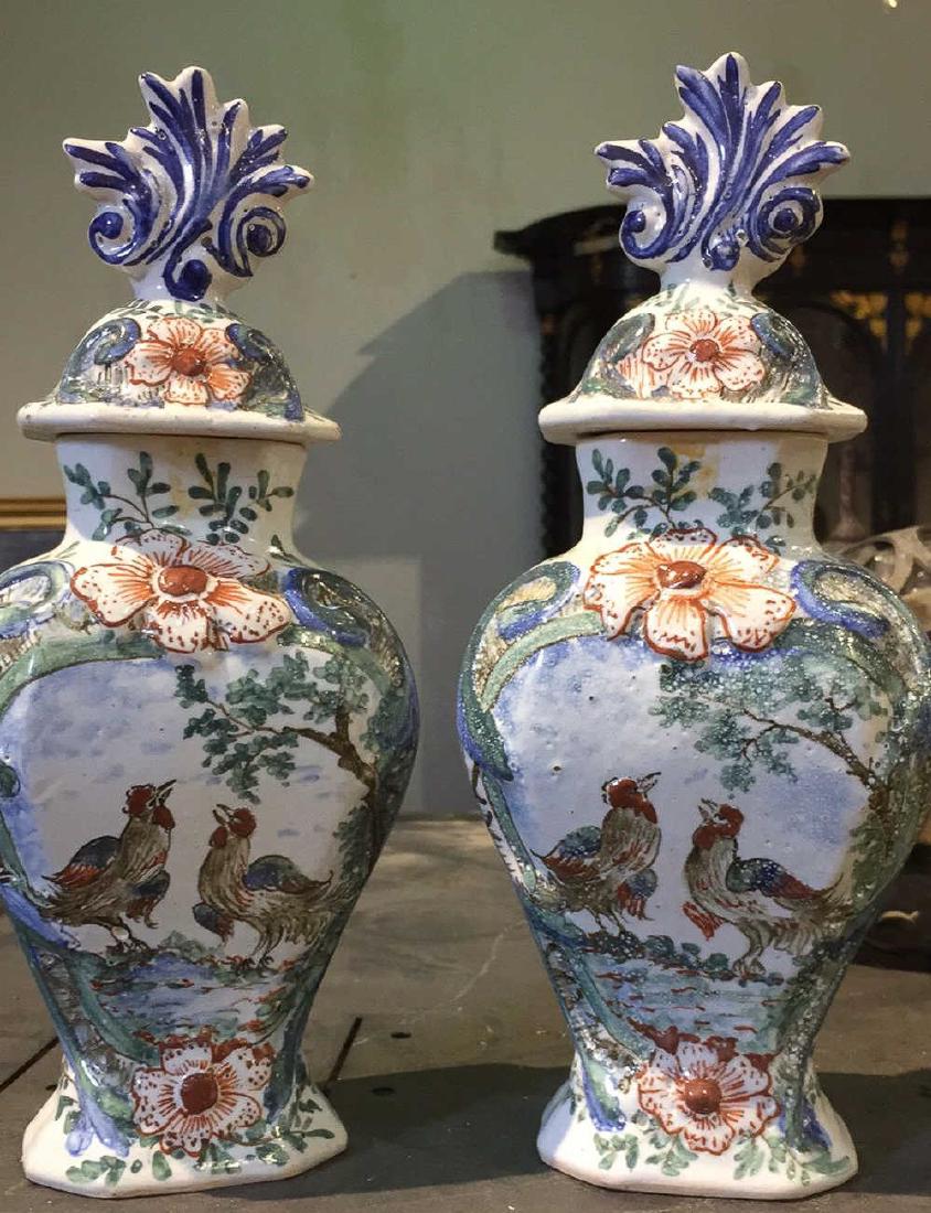 Pair Of Capped Vases: Vintage Pair. Good Condition. 11 High.