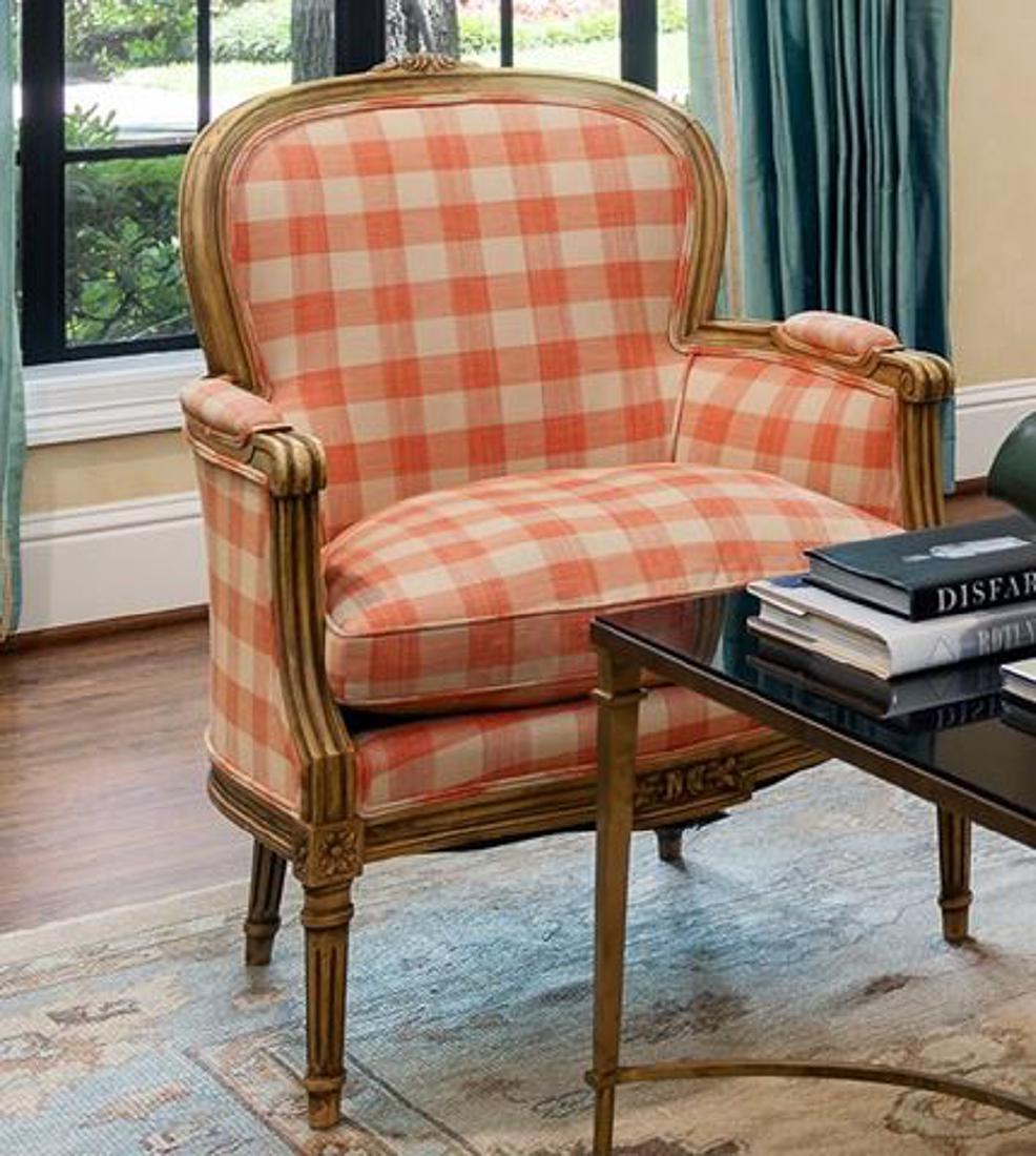 Nicely Upholstered Bergeres: Contemporary Bergeres With Upholstery In Good Condition. Needs Spot Cleaning. 28w 29d overall 36h