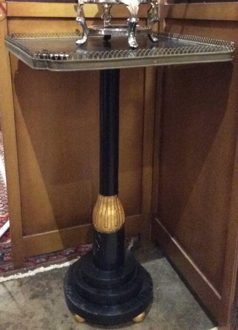 Dark Pedestal Table With Gilt And Brass Gallery (1 of 3)