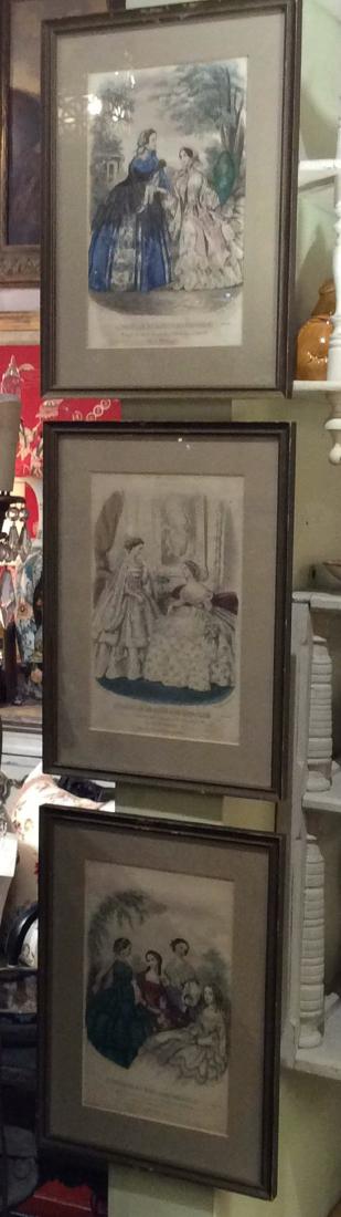 3 Vintage French Advertisements.: Fashion prints dated 1857 and 1858.
