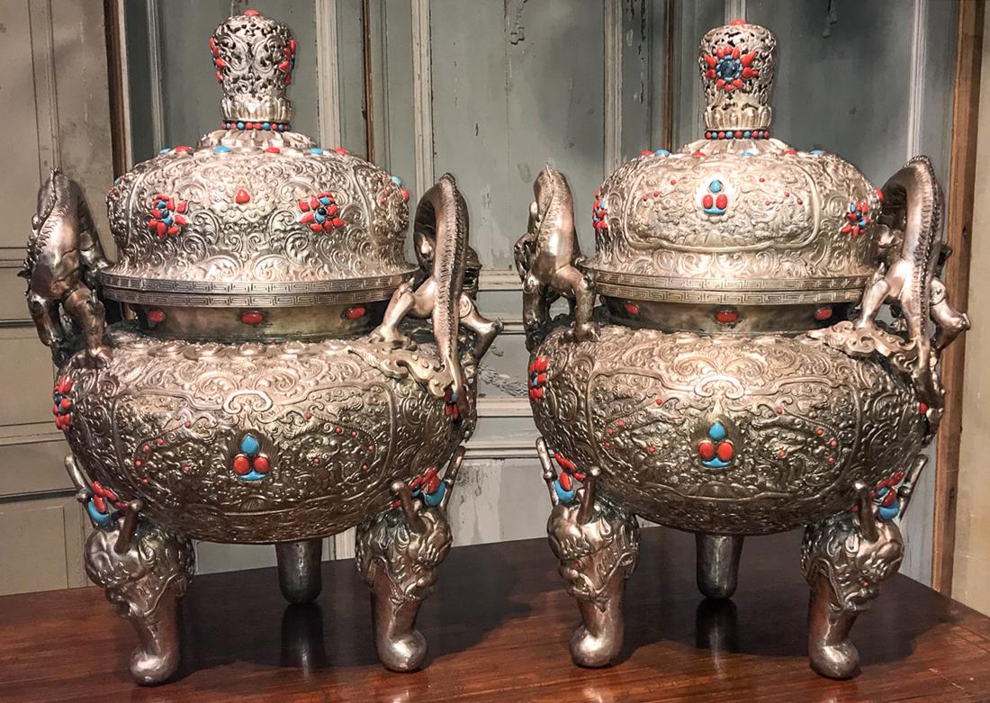 2 Sino-Mongolian Incense Burners. (1 of 9)