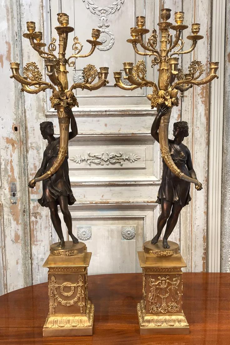 Pair Of French Bronze Candelabra. (1 of 10)