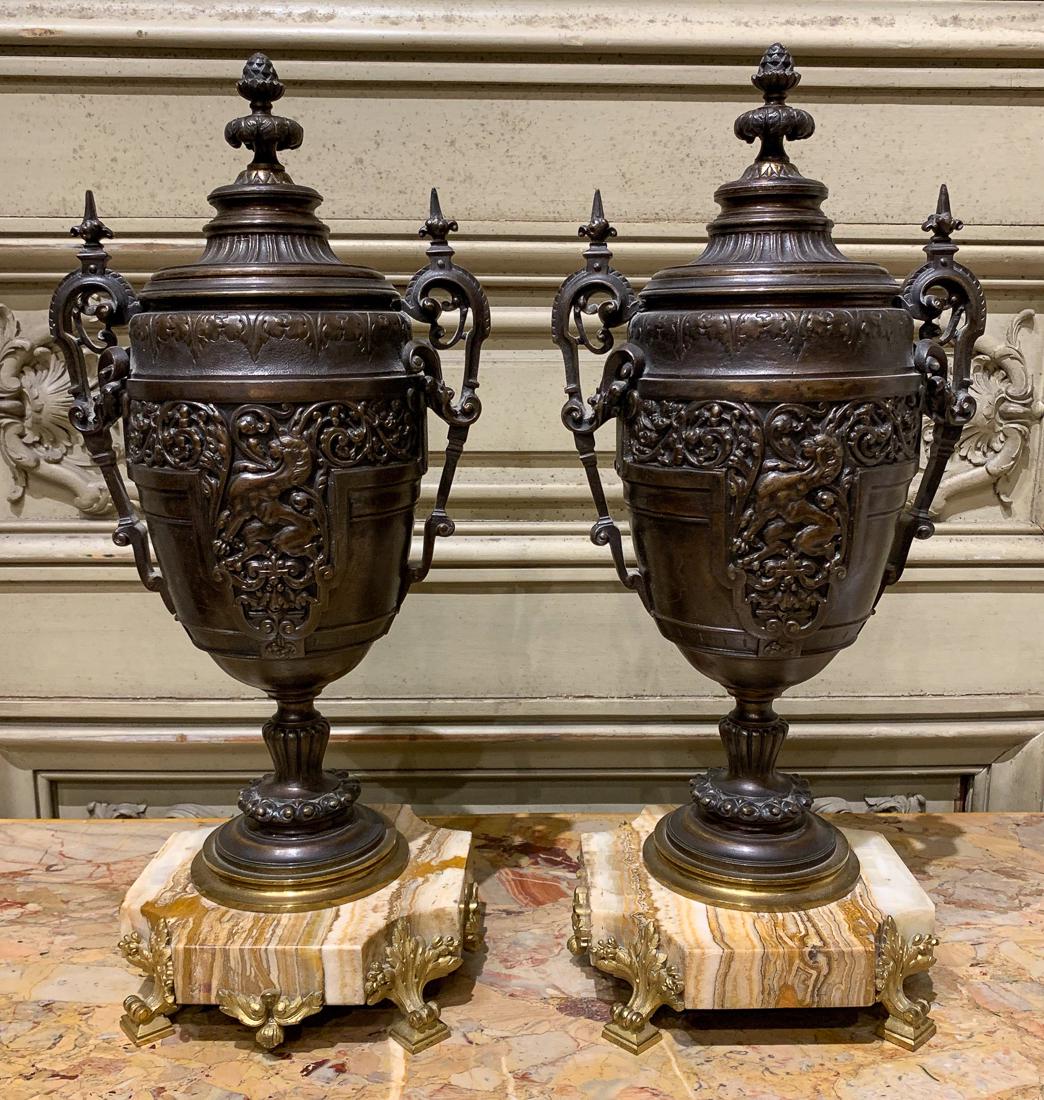 Pair of Continental Bronze Urns. (1 of 4)