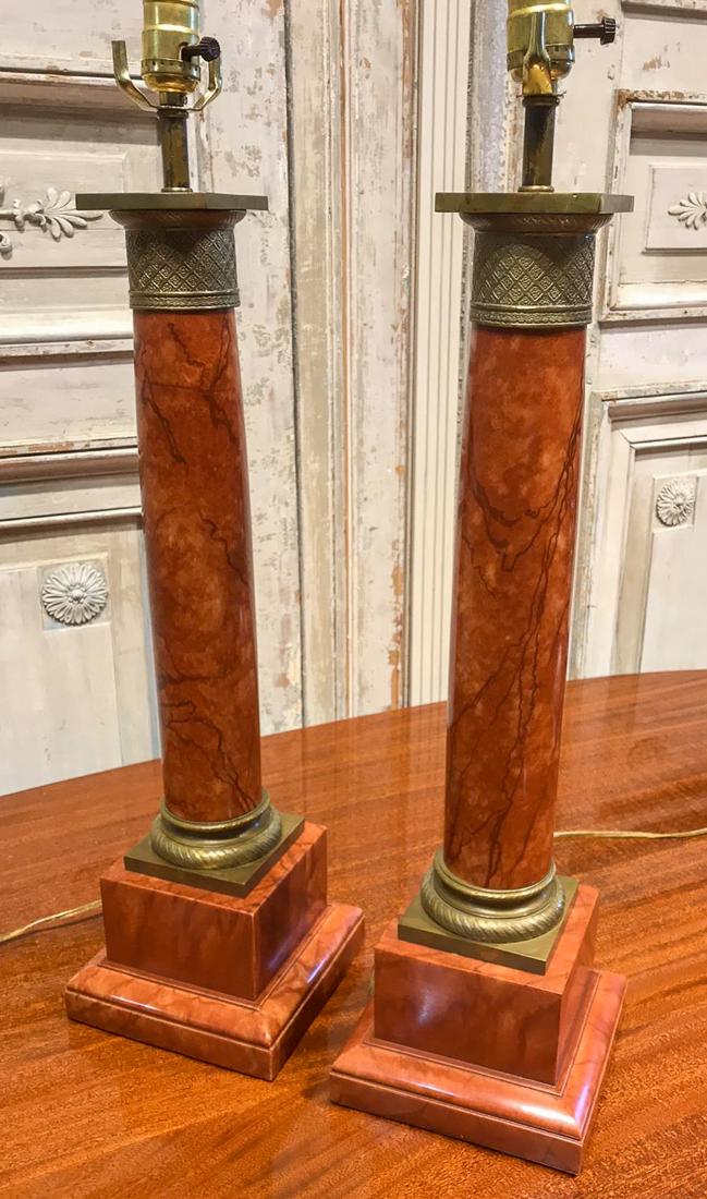 Pair Of Faux Marble Lamps. (1 of 3)