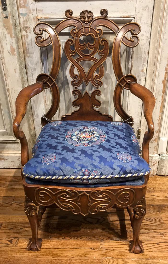 Carved Burl Wood Armchair. (1 of 3)