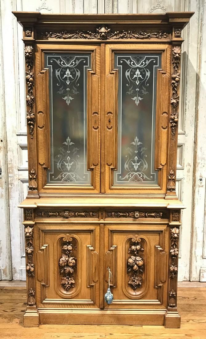 19th C. French Carved Walnut Henri II Cabinet (1 of 4)