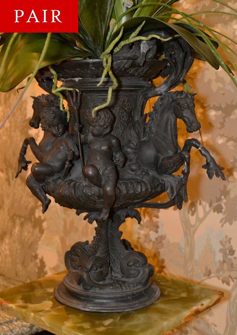 Pair Of French Spelter Urns. (1 of 7)