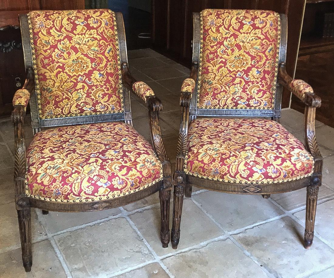 Pair Of Antique French Walnut Chairs. (1 of 4)
