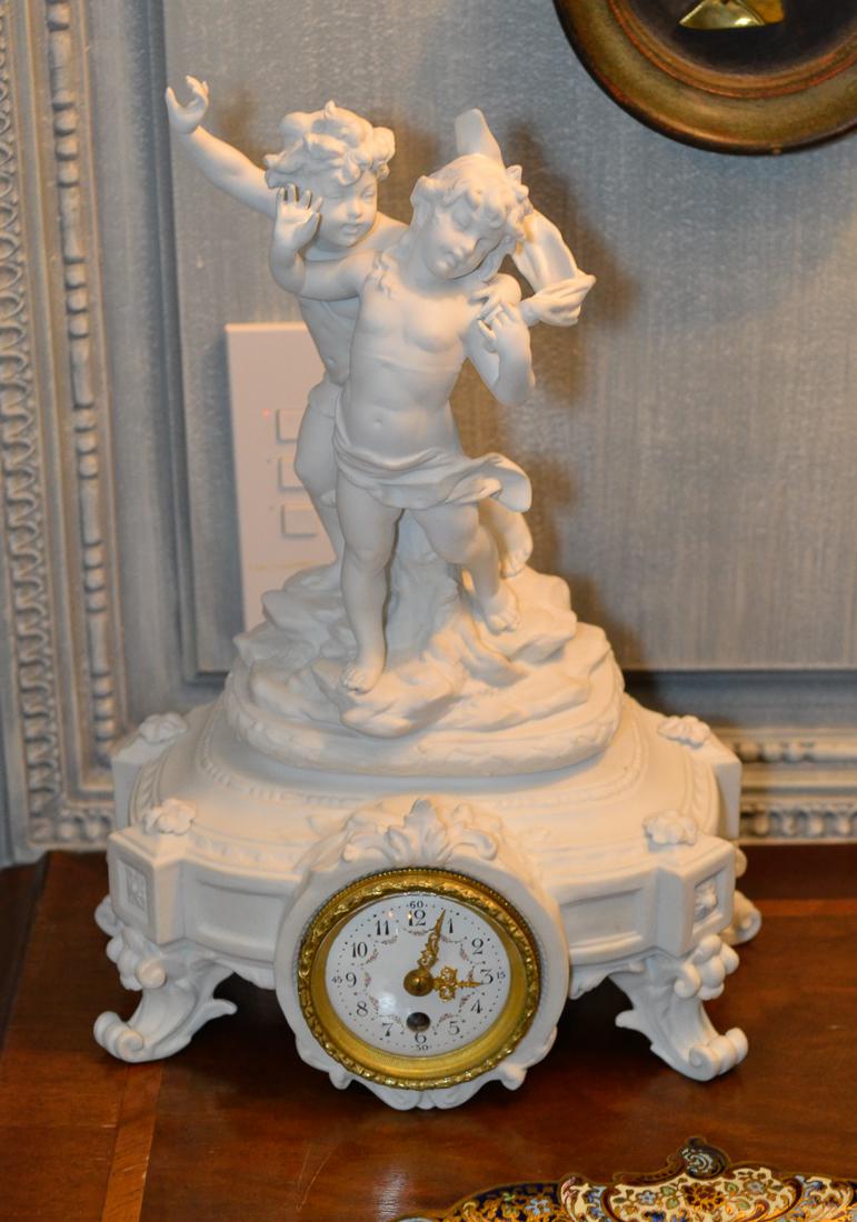 French Bisque Figurative Clock. (1 of 5)
