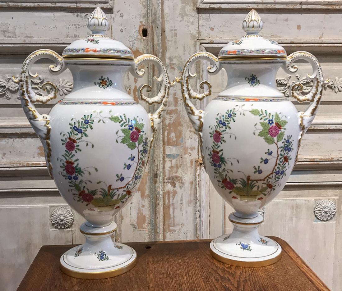 Pair Of Covered Vases By Herend. (1 of 4)
