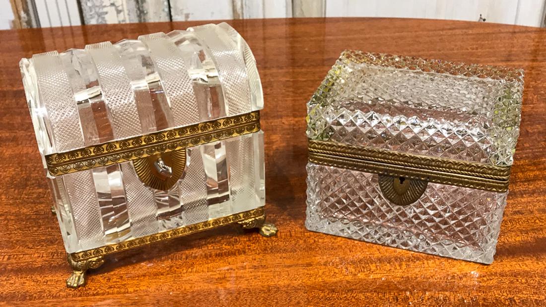 2 Cut Glass Treasure Boxes. (1 of 6)