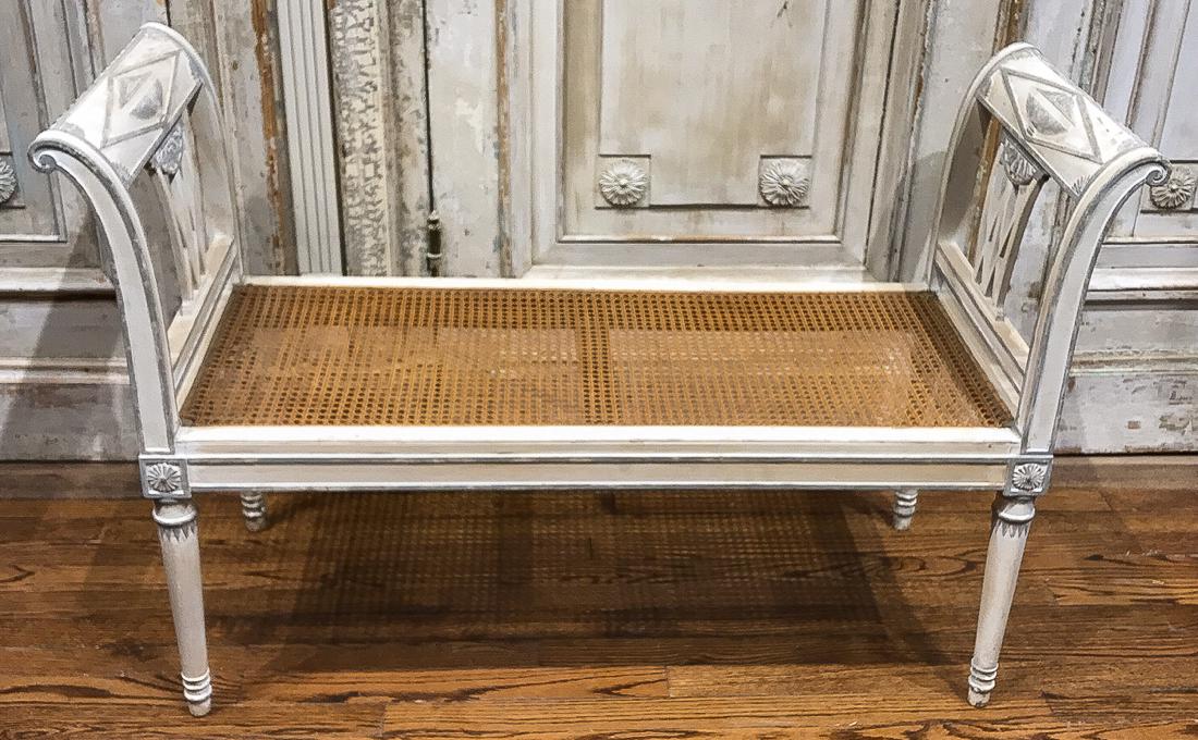 Antique French Caned Bench. (1 of 5)