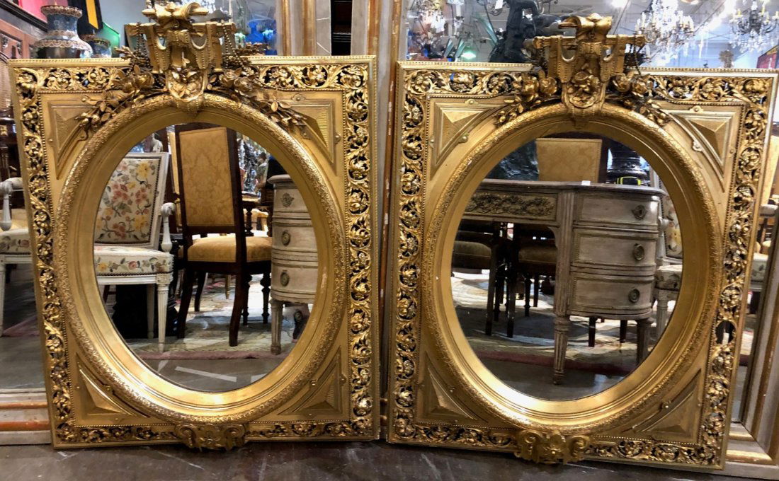 Ornate Pair of 19th c French gilt mirrors (1 of 5)