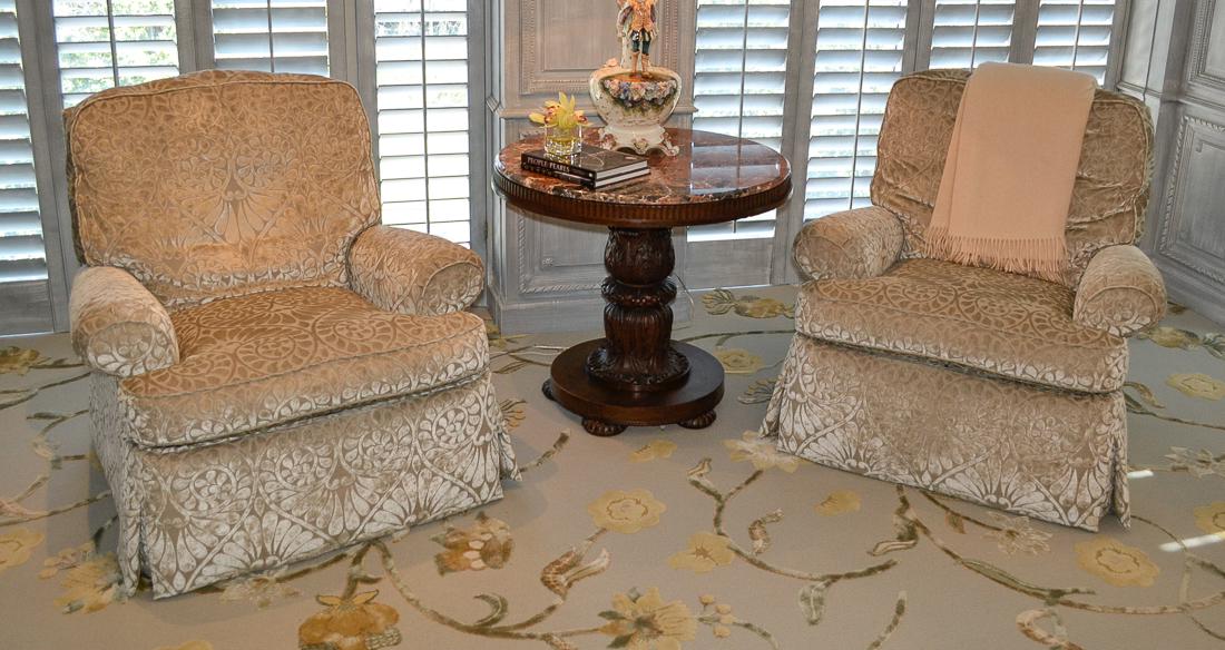 Pair Of Cut Velvet Armchairs. (1 of 5)