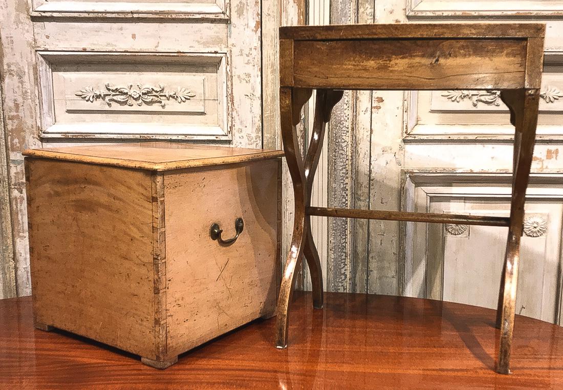Old English Side Table & Pine Box. (1 of 6)