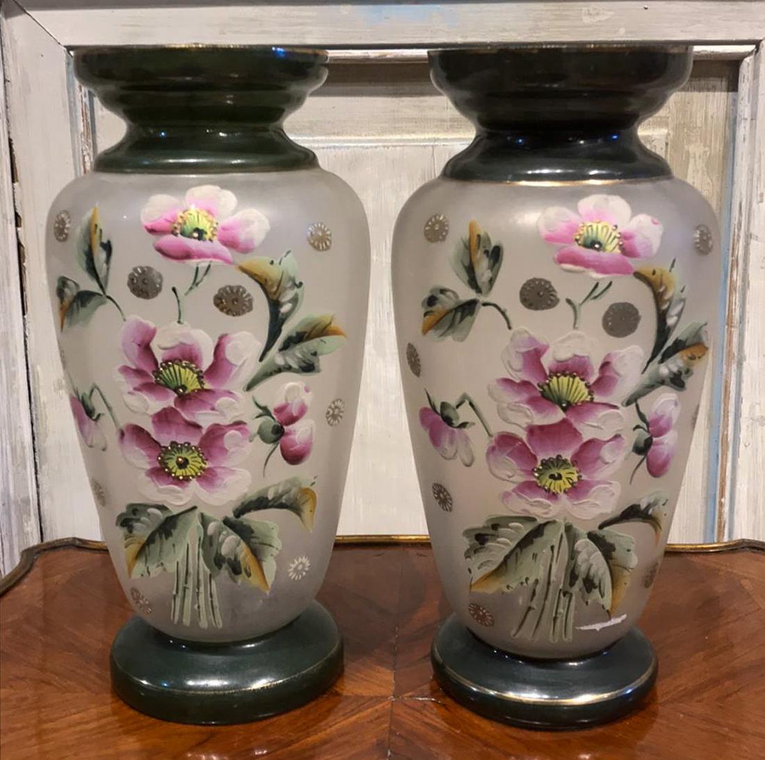 Pair of hand painted porcelain vases (1 of 3)