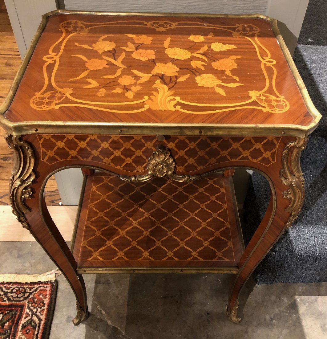 Italian Marquetry Inlaid Side Table. (1 of 2)