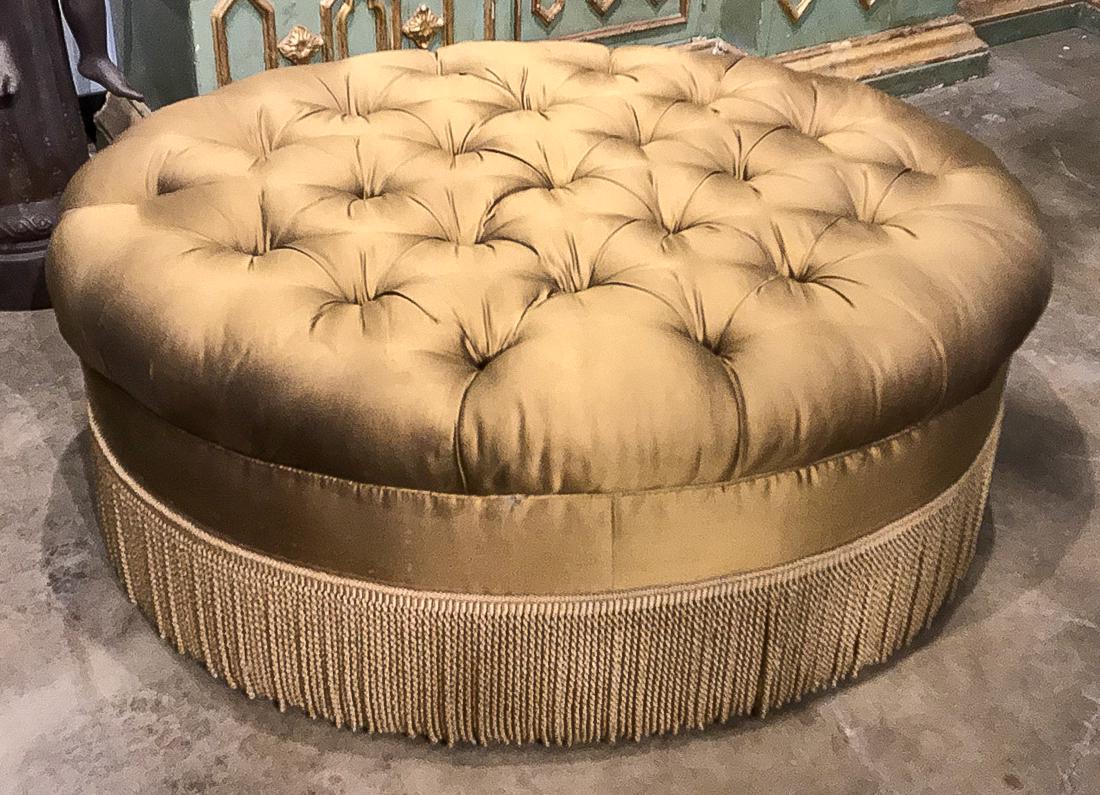 R Jones, Silk Tufted Ottoman. (1 of 6)