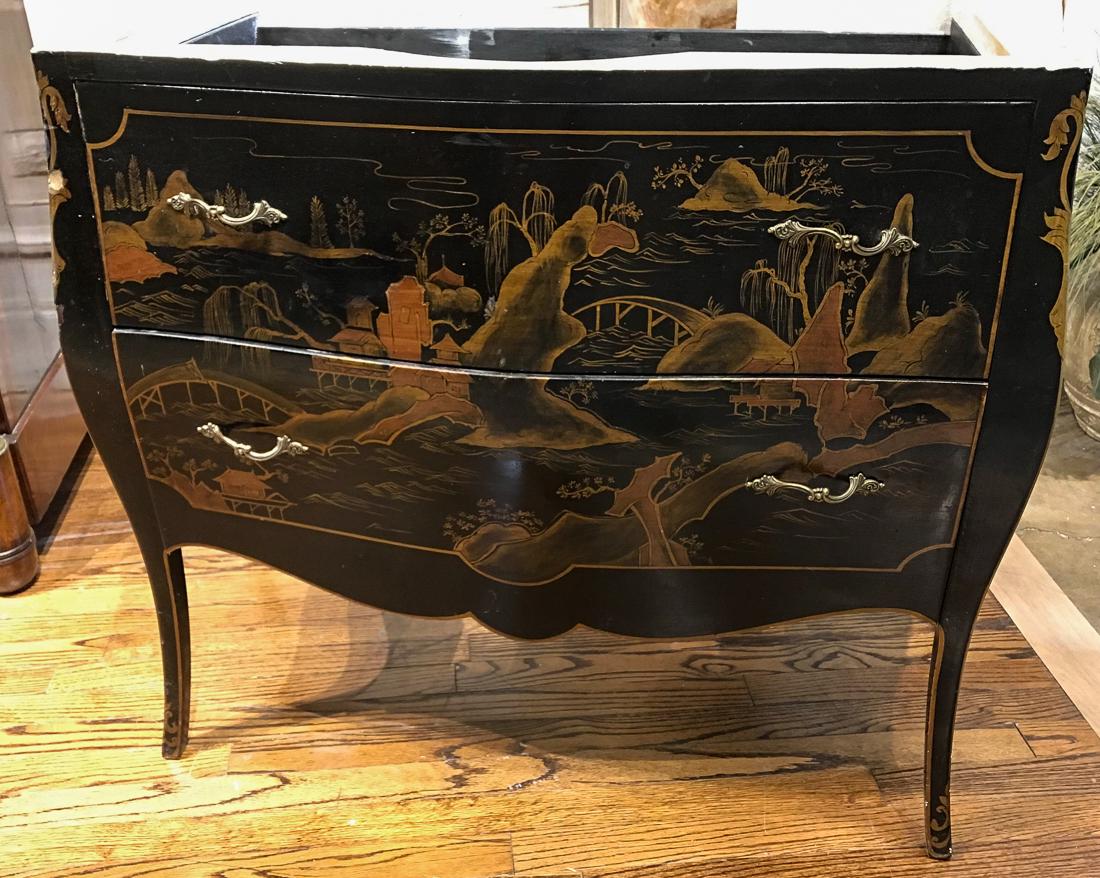 Chinoiserie Commode: Ready for a marble top and sink, see photos 38.5w x 19d x 31.5