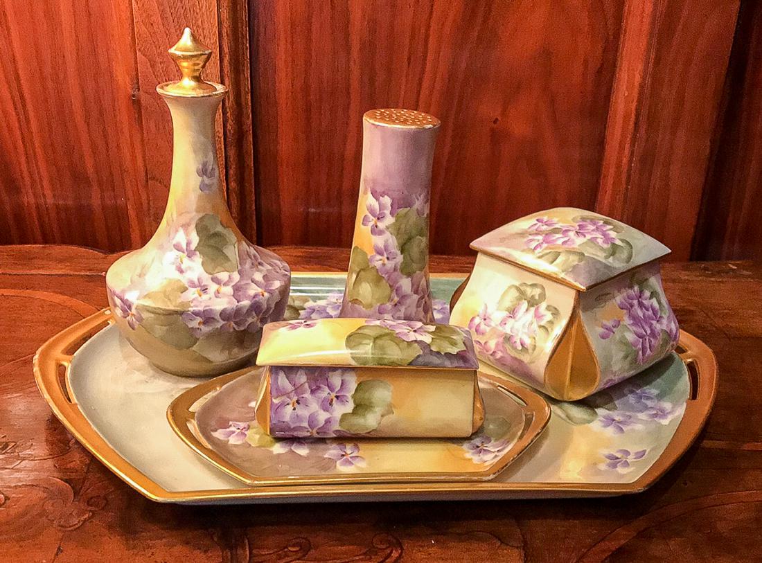 6 Pc. Austrian Porcelain Vanity Set. (1 of 4)