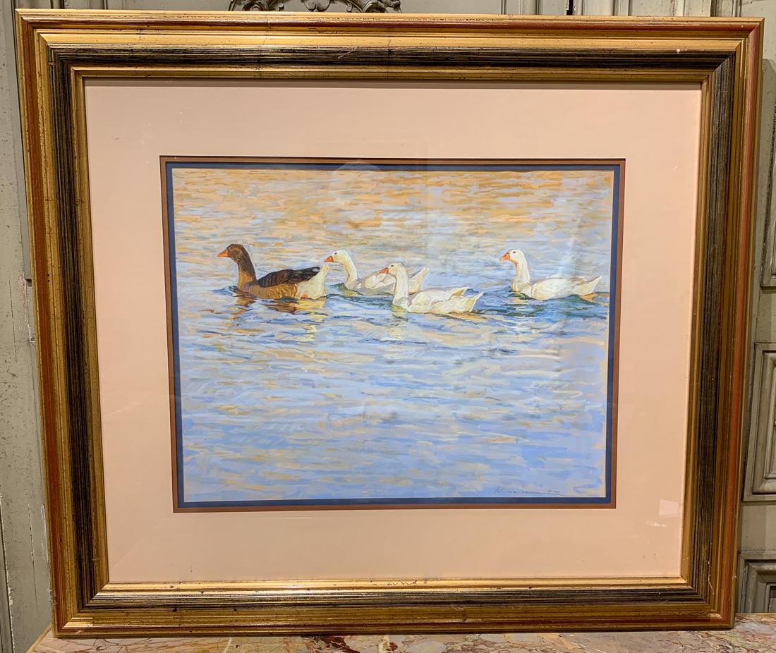 Patricia Warren, Pastel Of Ducks.: Signed And Dated 1985. Excellent Condition. 36 X 32.