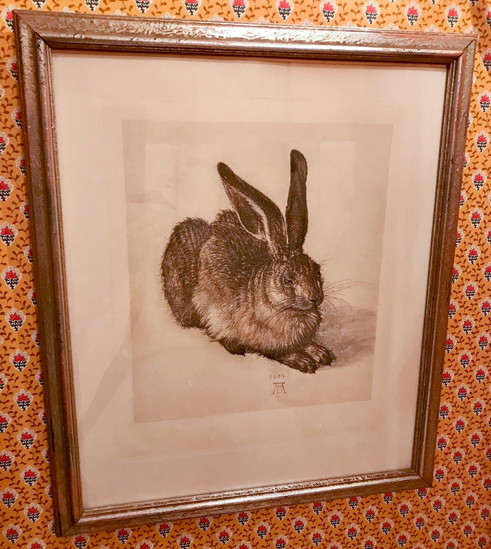 Reproduction Watercolor Of A Rabbit.: After A Famous 1502 Watercolor By Albrecht Dürer. Framed.