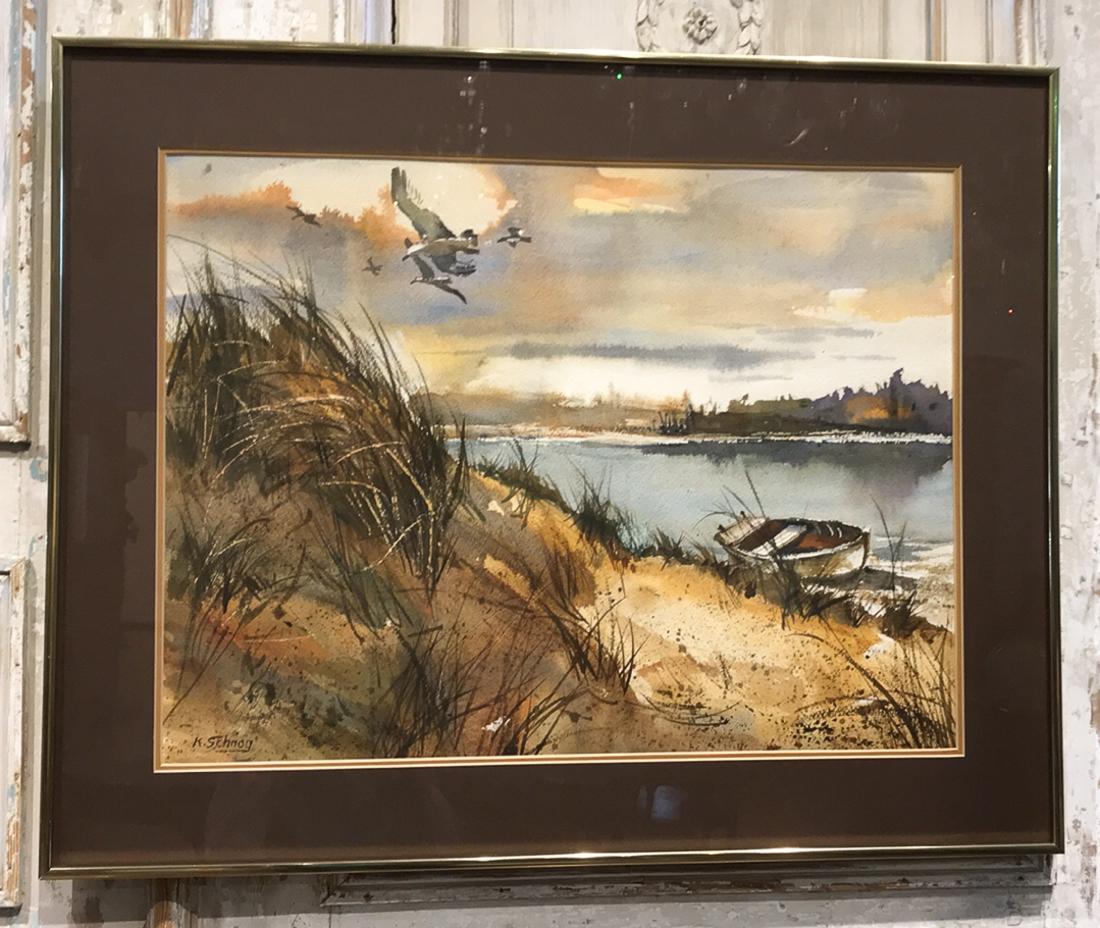 Watercolor Lake Scene Painting. (1 of 6)