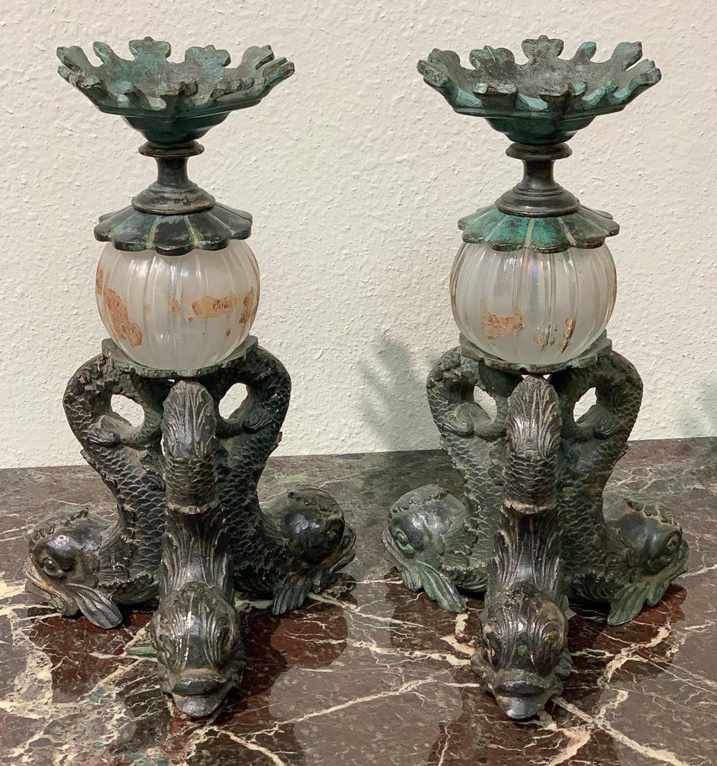 Pair Of Bronze Candlesticks. (1 of 5)