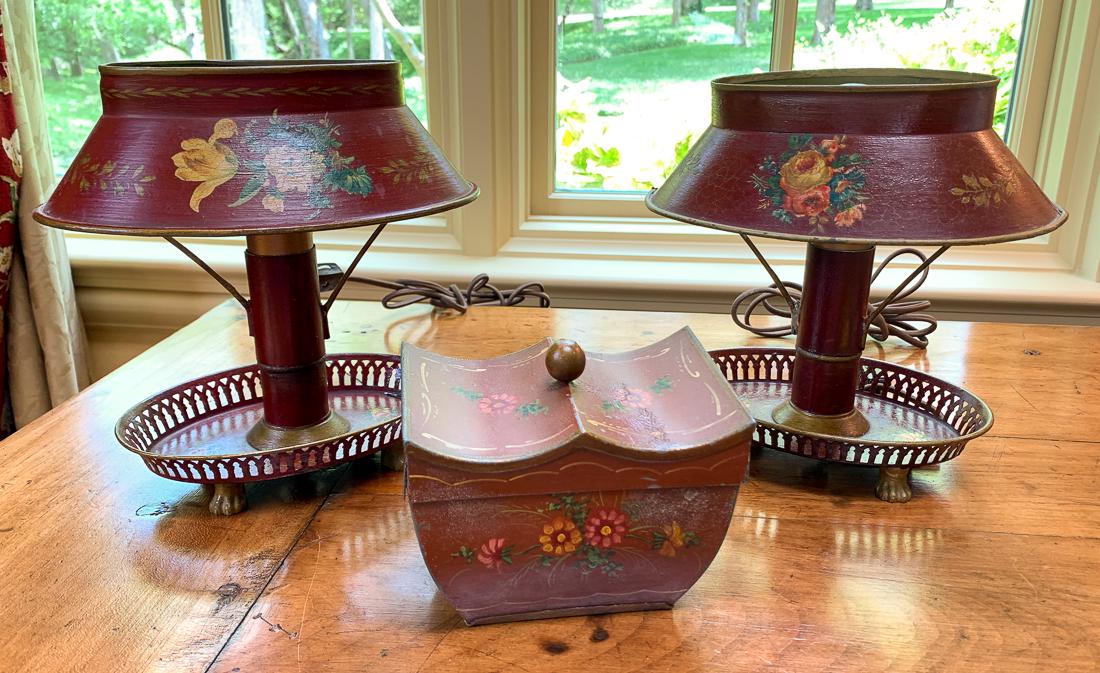 Three Pcs. Antique English Tole. (1 of 4)