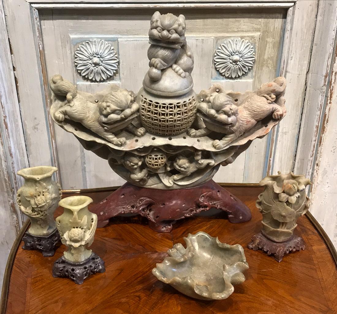 5 Piece Lot Of Oriental Hard Stone Carvings (1 of 6)