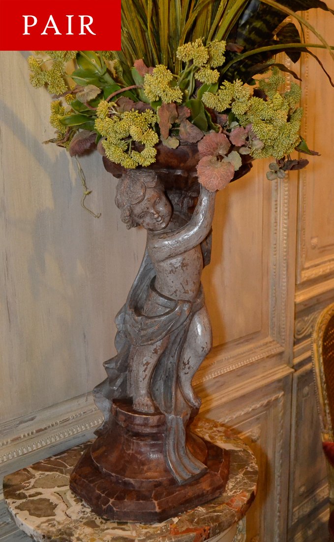 Pair Of Carved Wood Planters. (1 of 4)